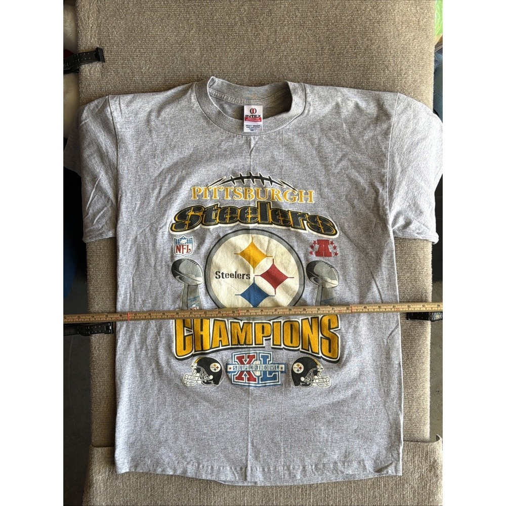 Vintage Intex Pittsburgh Steelers Tee Gray Size Large Super Bowl